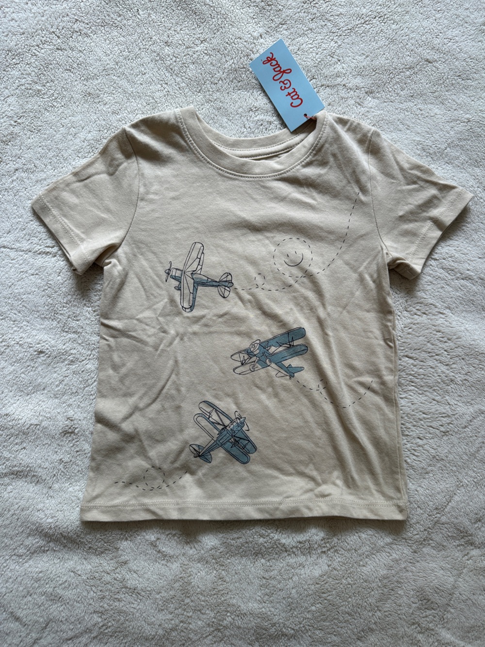 Kids 2T Beige Airplane Graphic Tee